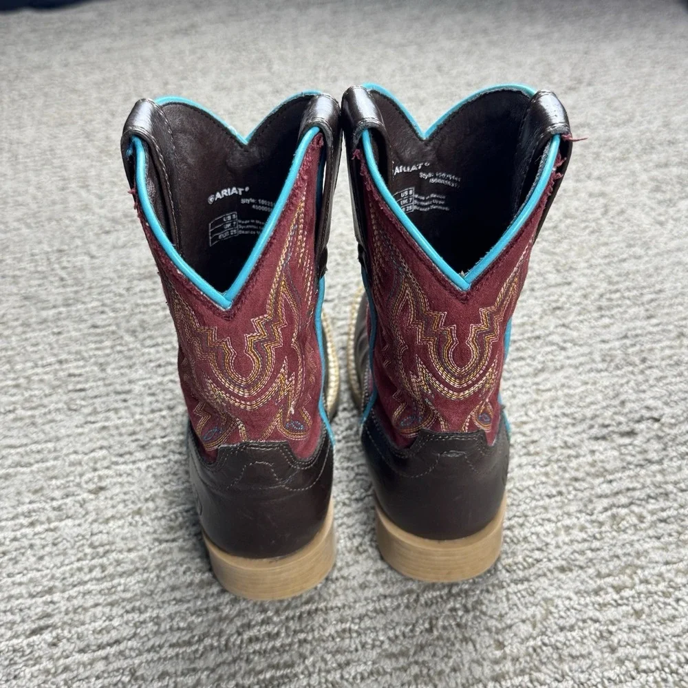 Ariat Little Kids Girls 8 Bristo Western Boot Cowboy Square Toe Brown Red